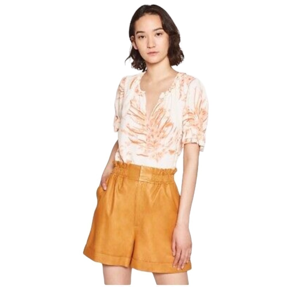 Joie‎ Arlinda B Floral Ruffled Pullover Short Sleeve Top Size XS